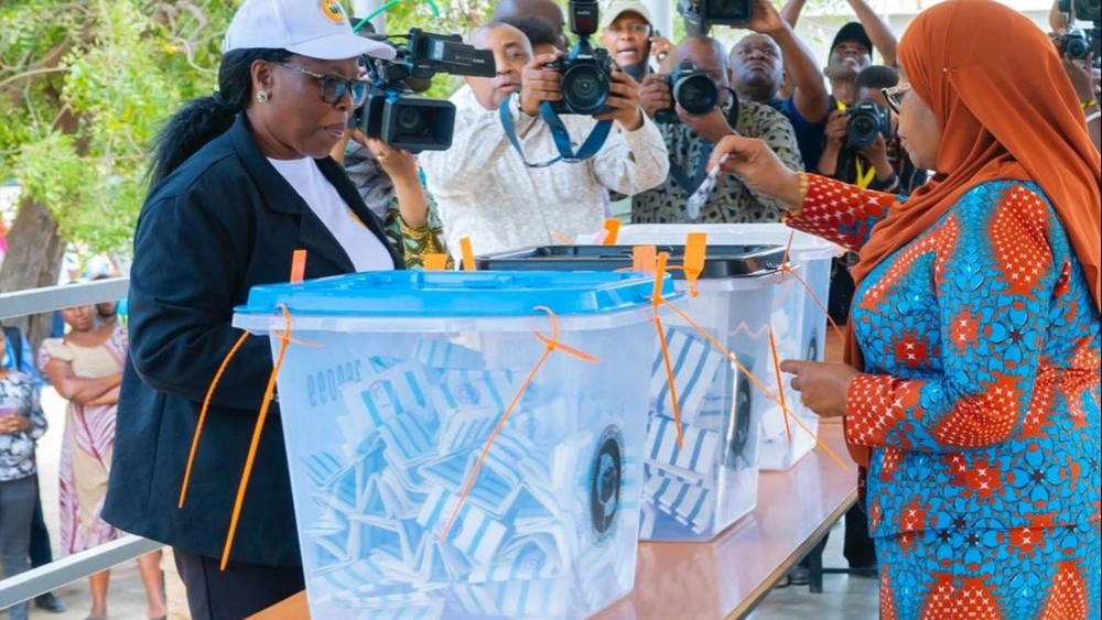 Presiden Tanzania Samia Suluhu Hassan Saat Pencoblosan Pemilu. [Ig @Samia Suluhu Hassan]